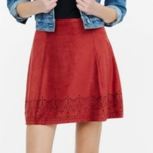 EXPRESS Red Suede Skirt w/ Cutout Pattern - Sz 8
